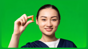 Healthcare professional holding a Gen-Cee Plus vitamin C capsule